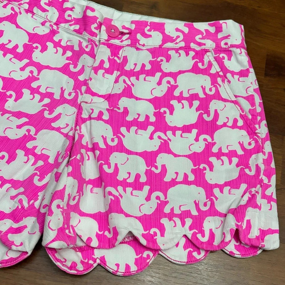 Lilly Pulitzer Buttercup Shorts Tusk in the Sun Pink Elephant Scalloped Size 0 - Picture 3 of 15